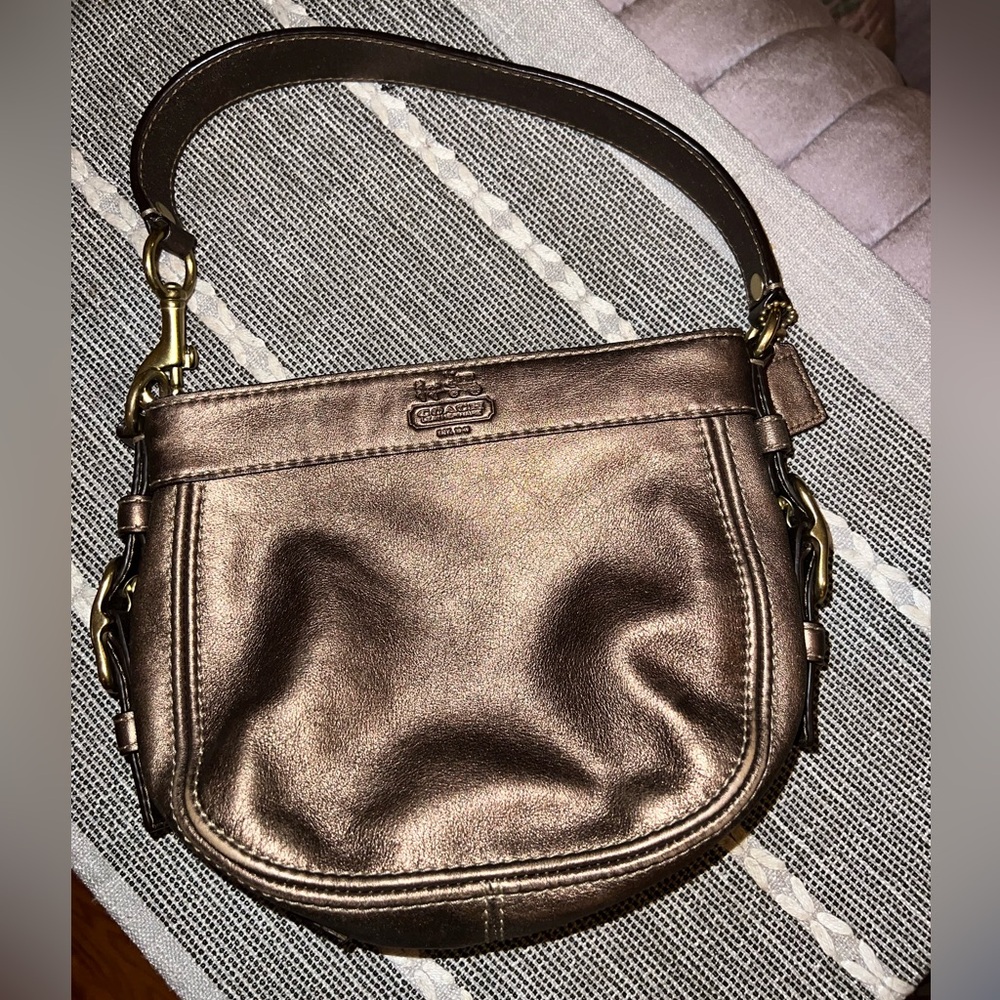 Vintage Coach Leather Bag Metallic Copper Color Shoulder Handbag Mini